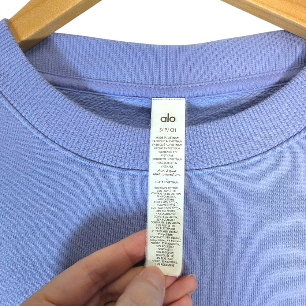Alo Yoga Accolade Crew Neck Pullover in Lilac Blue - Picture 9 of 12